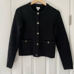 J. Crew Black Lady Sweater with Gold Accent Buttons